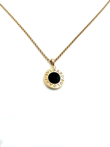 Collier BVLGARI. Collection « BVLGARI-BVLGARI », Collier or rose et onyx 58 Facettes