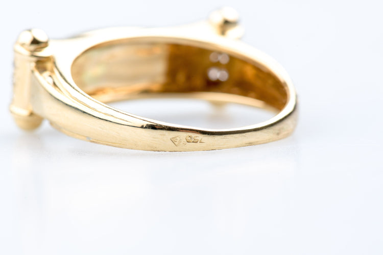 Anello zaffiri e diamanti in oro giallo – 0,75 ct di zaffiro & 0,12 ct di diamante 