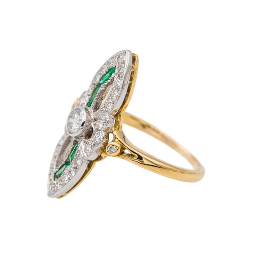 Bague 53 Bague Or jaune, Or blanc Diamant, Emeraude 58 Facettes 3308125CN