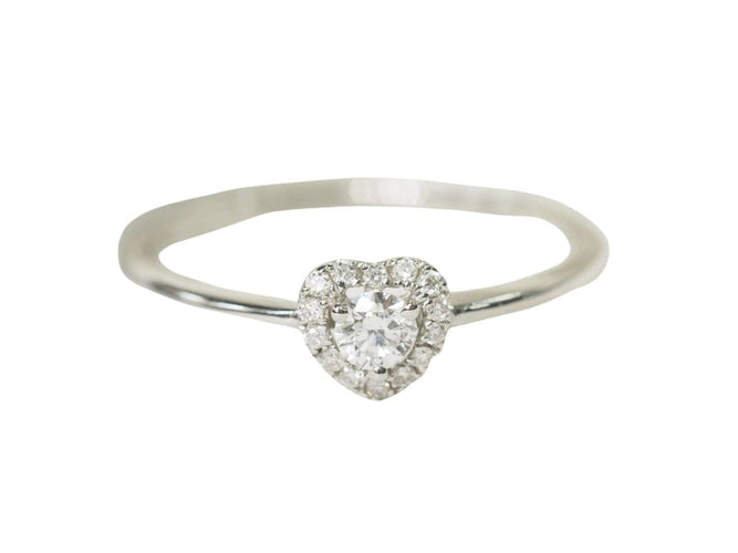 Bague Solitaire en forme de cœur en or blanc et diamants 58 Facettes 24977