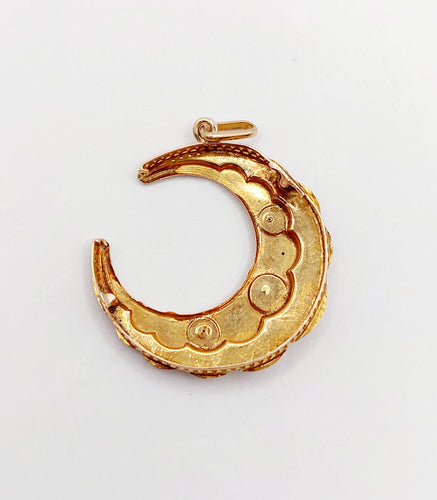 Pendentif Pendentif antique or rose 18k croissant de lune et perles (circa 1900) 58 Facettes A06055