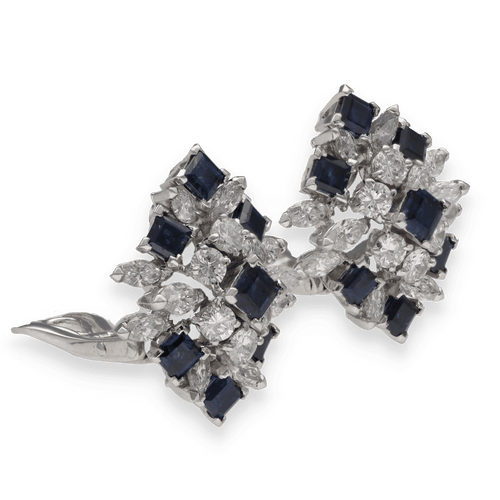 Boucles d'oreilles PIAGET - Boucles d'oreilles clips platine saphirs et diamants 58 Facettes