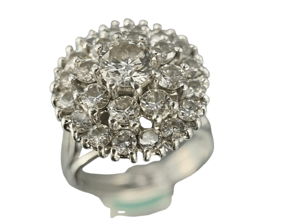 Bague 54.5 Bague fleur or blanc diamants 58 Facettes
