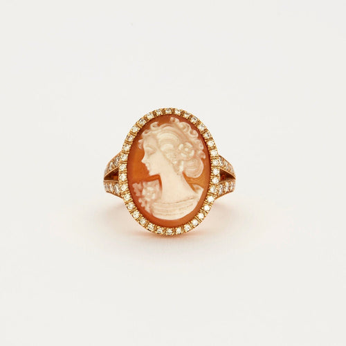 Bague 51 Bague camée en or rose et diamants 58 Facettes