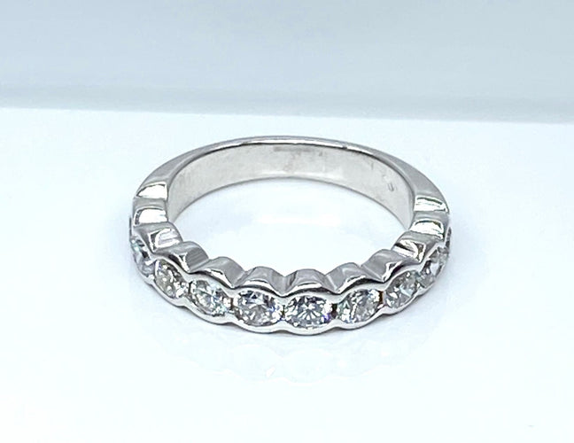 Bague 49 Demie alliance or blanc et diamants 58 Facettes AB635