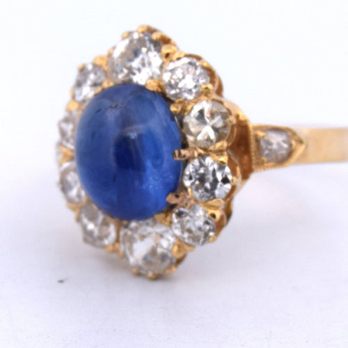 18 KT ALTIN YÜZÜK SAFİR VE PIRLANTA 