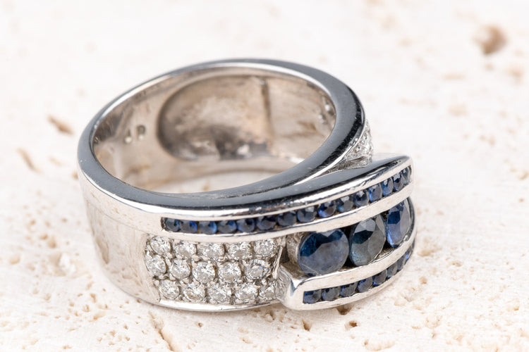 Bague 50 Bague Or blanc 1.65ct Saphir Diamant 58 Facettes BGADOC405-107