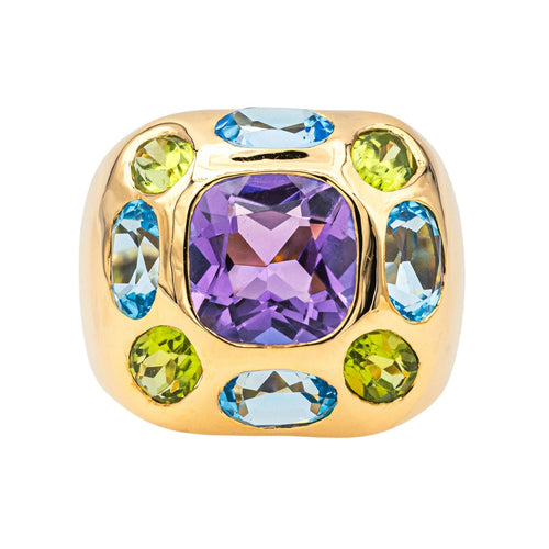 Bague 58 Bague  Cocktail  Or jaune Améthyste, Péridot, Topaze 58 Facettes 3954555RV