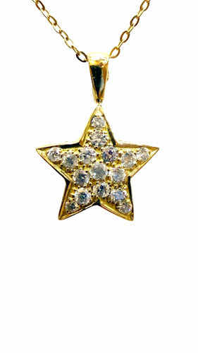 Collier Chaîne et pendentif étoile en or jaune et diamants 58 Facettes