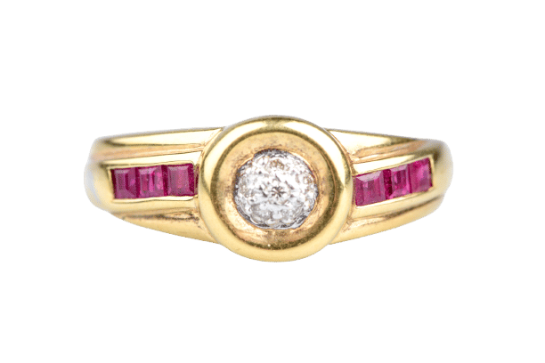 Bague 56 Élégante bague en or jaune, Rubis, Diamant 58 Facettes 414038-107