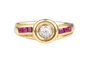 Bague 56 Élégante bague en or jaune, Rubis, Diamant 58 Facettes 414038-107