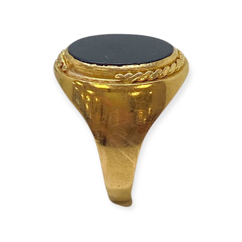 Bague 65 Chevalière onyx or jaune 58 Facettes 330083056