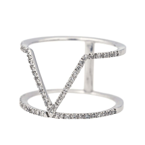 Bague 53 Bague Graphique Or blanc Diamant 58 Facettes 578818RV