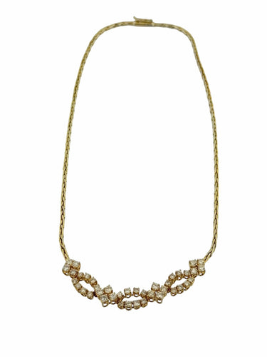 Collier Collier vintage italien en or jaune et blanc avec diamants naturels de 3,0 ct 58 Facettes