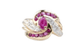 Bague 51 Bague en or jaune 18K rubis et diamants 58 Facettes BGRUDOC571-107