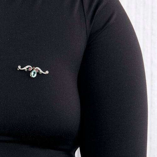 Broche Broche fin XIX pierre bleue turquoise en or et diamants 58 Facettes P21L1