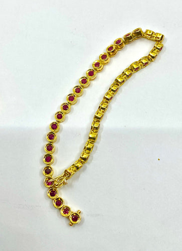 Bracelet Bracelet ligne en or jaune et rubis 58 Facettes AB609