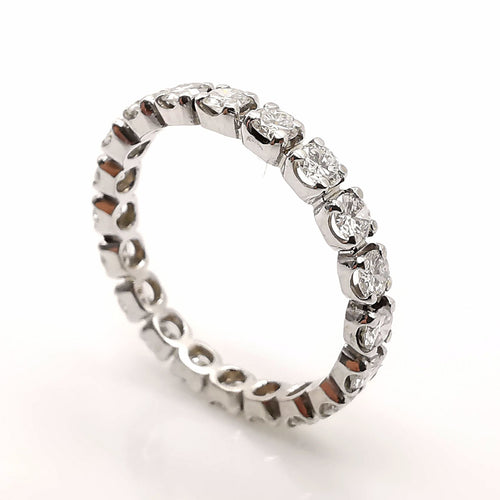 Bague 58 Alliance américaine or blanc et diamants 58 Facettes