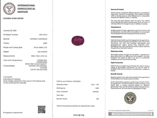 Bague Bague en or blanc avec rubis thaïlandais de 3,24 ct et diamants 58 Facettes 17890