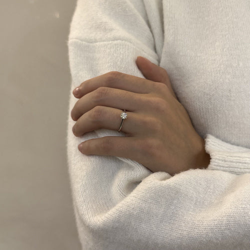 Bague 48 Solitaire De Beers DB Classic en platine avec diamant 0,40 ct H-SI2 - Taille 48 - Full Set 58 Facettes FB08388