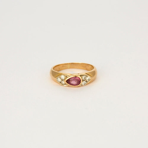 Bague Bague jonc or jaune saphir rose diamants 58 Facettes LP1109/13