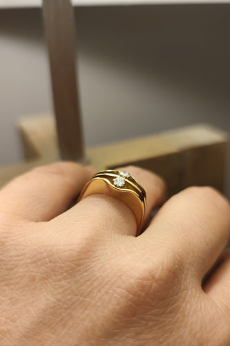 Bague 54 Bague vintage or jaune et blanc, diamants 58 Facettes