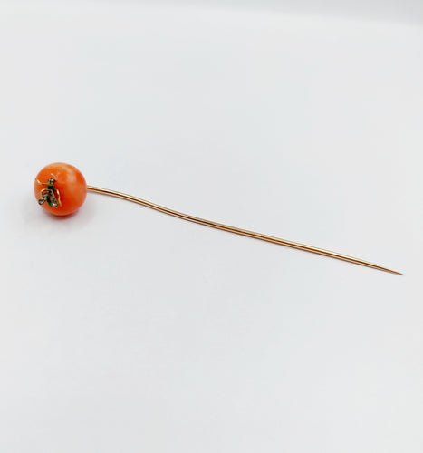 Epingle à foulard or rose, corail, abeille et diamants (circa 1890) 58 Facettes A06220