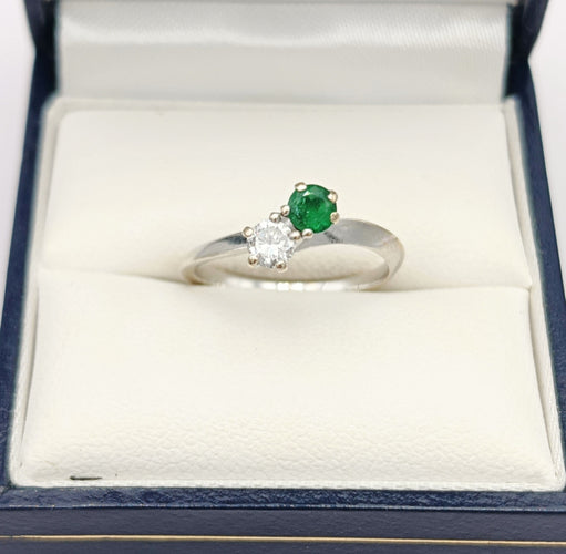 Bague 49 Bague Vous et Moi Emeraude et diamant 58 Facettes