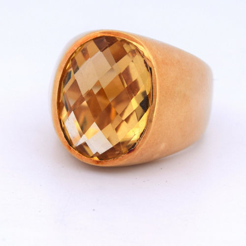 Vintage ring i 18 kt guld och citrin 58 Facettes AN553