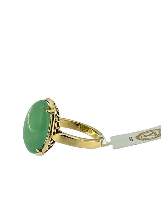 Certified yellow gold ring, natural jadeite