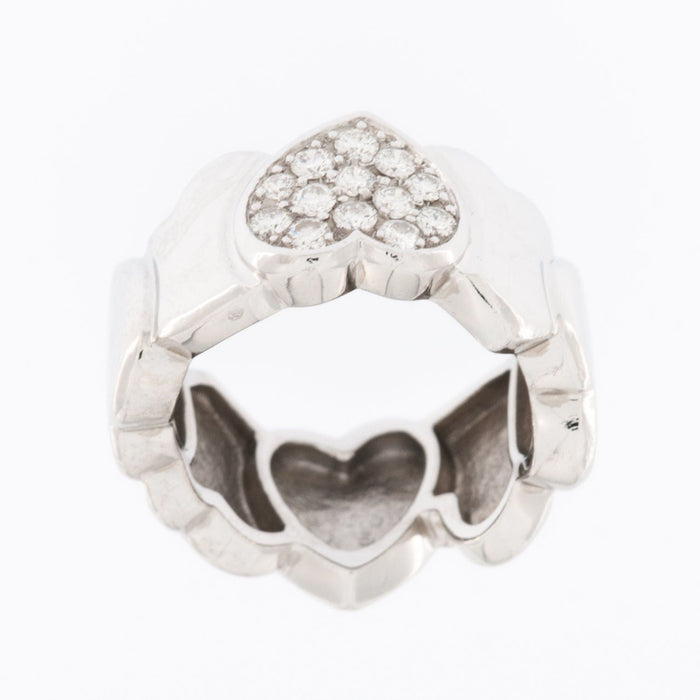 Bague 48 FRED - Bague cœur en or blanc et diamants 58 Facettes