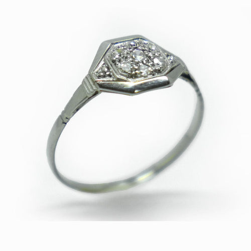 Bague 58 Bague octogonale Art Déco or blanc diamants 58 Facettes