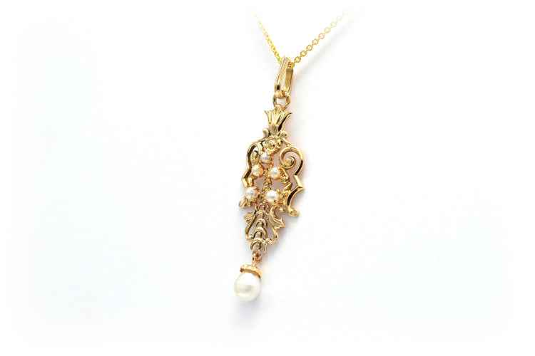 Pendentif Pendentif Art Déco en or jaune 18 carats serti de perles 58 Facettes 22598