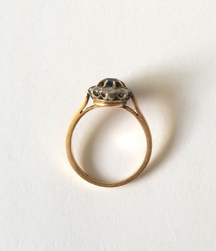 Bague 53 Bague pompadour or jaune 18k - Saphir et Diamants 58 Facettes