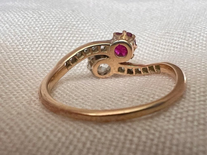 Bague 52 Bague "Toi et Moi" rubis et diamants en or jaune 58 Facettes BJ-002