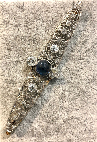 Broche Broche ancienne platine saphir et diamants 58 Facettes