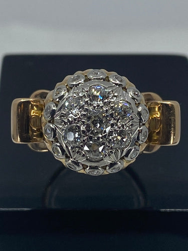 Bague 51 Bague en or 18ct de forme boule sertie de diamants vers 1940/1960 58 Facettes AB41bis