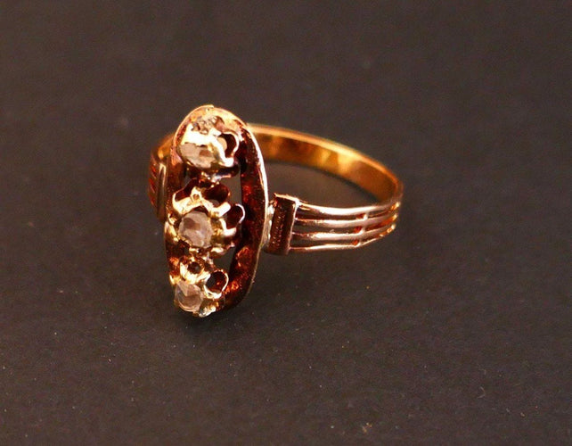 Bague 58 Bague Ancienne sertie de Diamants, Or Rose 58 Facettes
