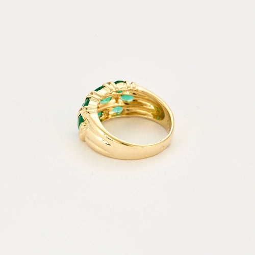 Bague 54 Bague or jaune, émeraudes et diamants 58 Facettes ALGU34