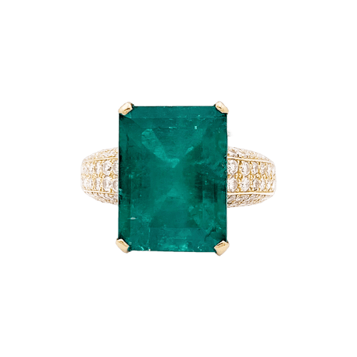 Bague 54 Bague émeraude, diamants, or jaune. 58 Facettes 34711