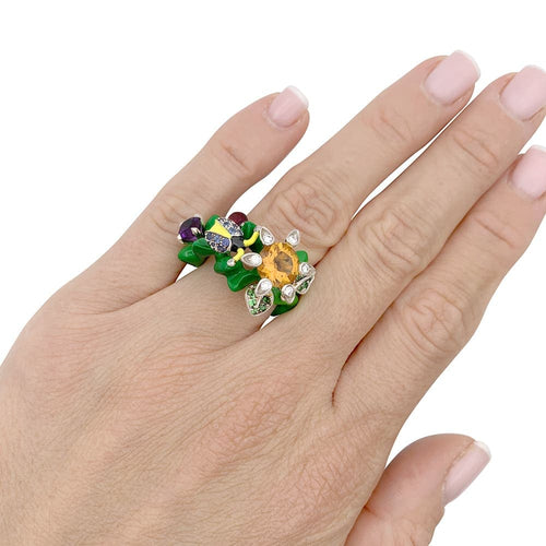 Bague 51 Bague Dior, "Milly Carnivora", laque, diamants, pierres de couleur. 58 Facettes 35043