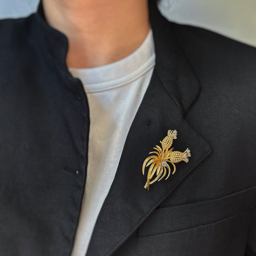 Broche Broche Ananas - Or jaune, Platine et Diamants 58 Facettes 250266R