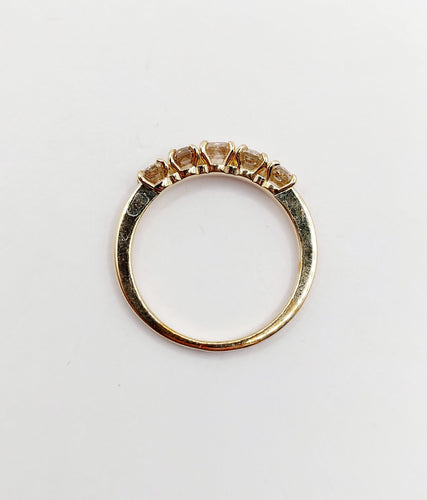 Bague 52.5 Demi alliance vintage or 14k et 0,95 carats diamants radiant Fancy Yellow 58 Facettes A06113