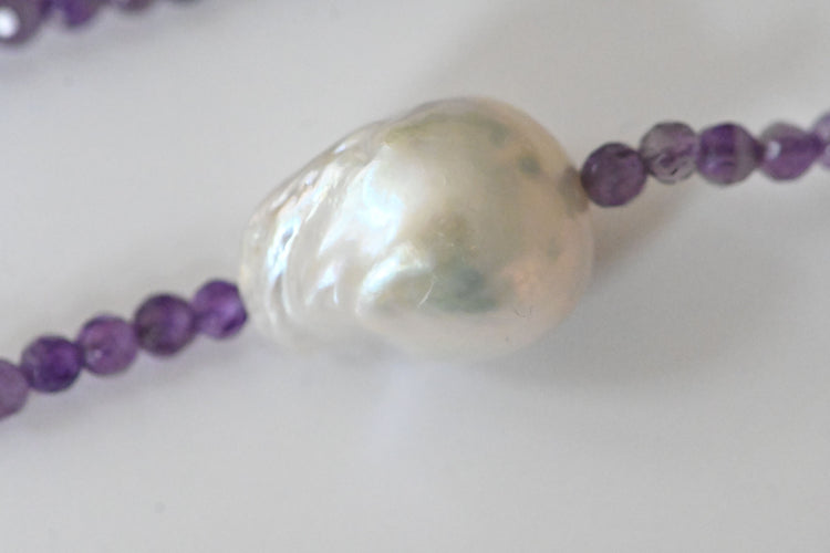 Collier Collier Améthyste Et Perles D'eau Douce 58 Facettes