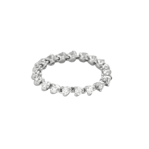 Bague 53 Bague souple en or gris et diamants 58 Facettes JRW0024-53