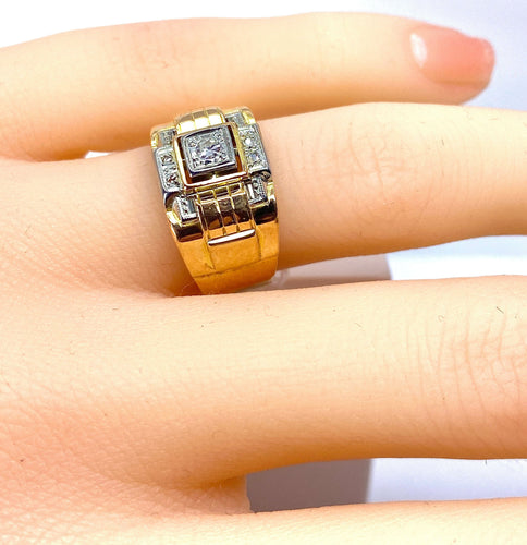 Bague 52 Bague Tank en or jaune et diamants 58 Facettes AB652