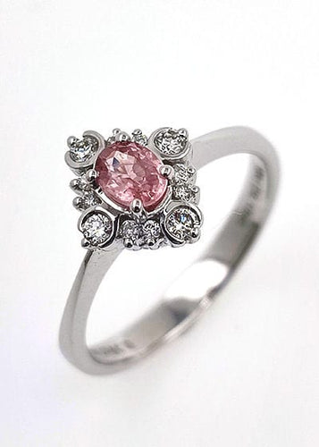 Bague 54 Bague en or blanc avec saphir Padparadscha et diamant 58 Facettes 69044833