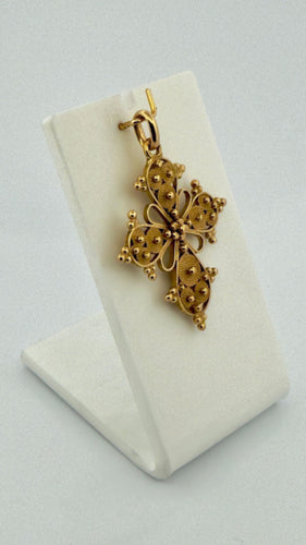 Pendentif Pendentif croix vintage en or jaune 18 carats 58 Facettes