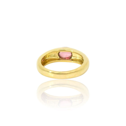 Bague Bague jonc or jaune, cabochon tourmaline rose 58 Facettes