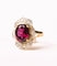 Bague 54 Bague marguerite rhodolite et diamants en or jaune 58 Facettes